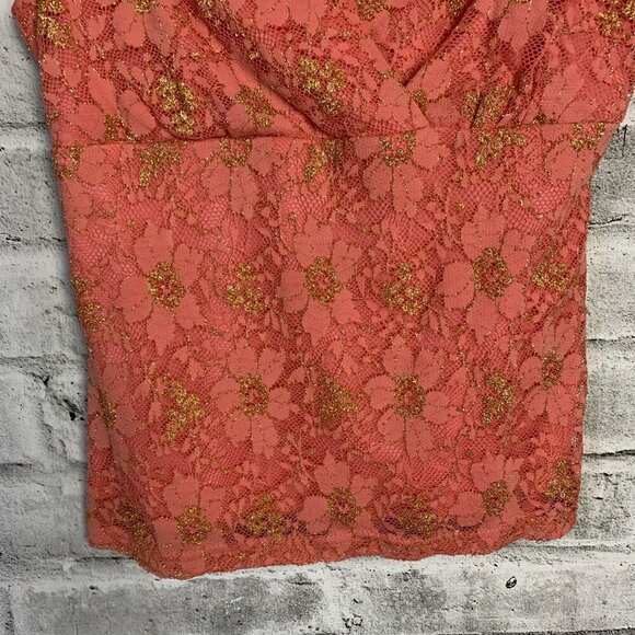 Y2K Vintage Jessica Sheer Sparkly Lace Babydoll Tank Top Blouse - Picture 3 of 15